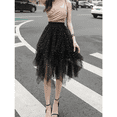 thumbnail image 1 of Women's Tulle Skirt Tiered Midi Length High Waist A Line Fairy Cake Party Skirt Mesh Skirts Pink Tulle Skirt, 1 of 4