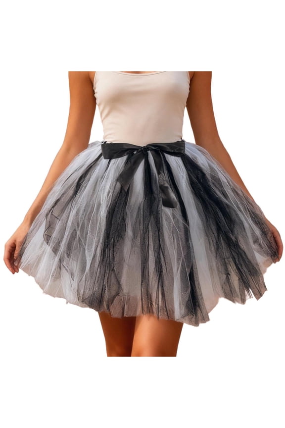 Women's Tulle Skirt With Bow Detail Dense Weave Breathable Versatile WH2 One Size