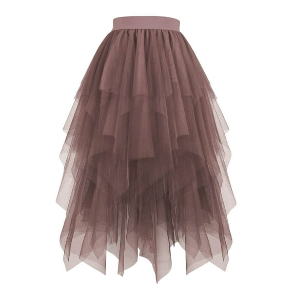 Women's Tulle Skirts High Low Layered Puffy Skirts A-line Midi Skirt Irregular Skirt