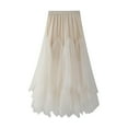 thumbnail image 1 of Women's Tulles Skirts Women Irregular Long Skirts Elastic High Waist Mesh Maxi Skirt Beige One Size, 1 of 5