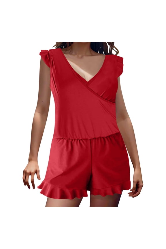 Women's Tummy Control Swimsuits Slimming One Piece Bathing Suit Ruffle Wrap V Neck Built-in Bra Swimwear with Pocket