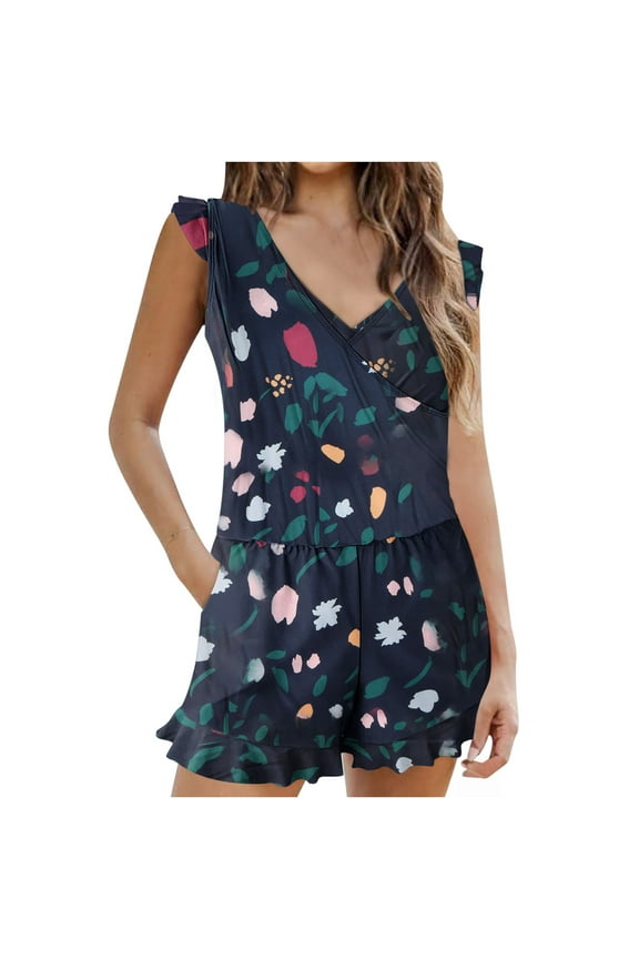 Women's Tummy Control Swimsuits Slimming One Piece Bathing Suit Ruffle Wrap V Neck Built-in Bra Swimwear with Pocket