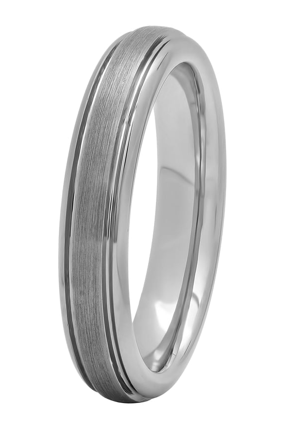 Women's Tungsten 4MM Satin and High Polish Wedding Band - Womens Ring