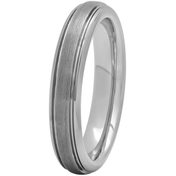 Women's Tungsten 4MM Satin and High Polish Wedding Band - Womens Ring