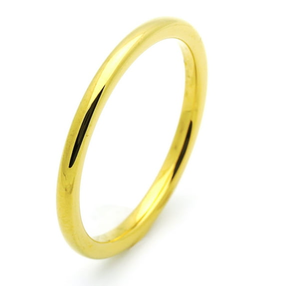 Women's Tungsten Carbide Wedding Band Ring 2mm Comfort Fit High Polish Gold Tone Thin Classic Tungsten Ring