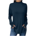 thumbnail image 1 of Women's Tunic Mock Neck Tops to Wear with Leggings Long Sleeve with Thumb Holes Trendy Date Night Outfit, 1 of 8