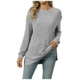 thumbnail image 1 of Women's Tunic Sweaters Lightweight Fall Casual Long Sleeve Crewneck Pullover Tops, 1 of 2