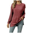 thumbnail image 1 of Women's Tunic Sweaters Lightweight Fall Casual Long Sleeve Crewneck Pullover Tops, 1 of 2