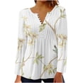 thumbnail image 1 of Women's Tunic Tops for Leggings Fashion V Neck Long Sleeve Graphic Floral Printed Shirts Button Casual Ruched Blouses(Yellow,XXL), 1 of 5
