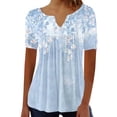 thumbnail image 1 of Women's Tunic Tops for Leggings Short Sleeve Botton Up Shirts Summer Flowy Henley Tshirt Casual Dressy Blouses, 1 of 6