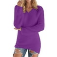 thumbnail image 1 of Women's Tunics Mid Length V Neck Long Sleeve Fluffy Fuzzy Jumper Sweater Purple M, 1 of 7