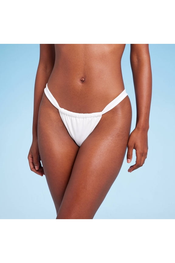 Women's Tunneled High Leg Extra Cheeky Bikini Bottom - Shade & Shore White XS