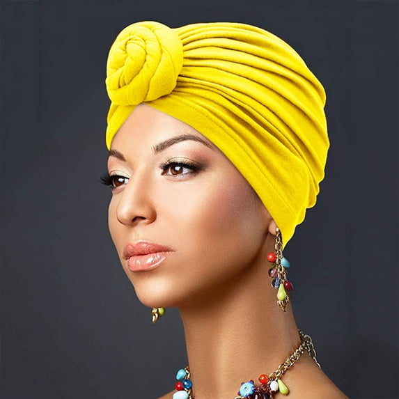 Women's Turban Hat, Elastic Solid Color Headwrap, Muslim Hijab Cap, Flat Beanie Undercap, Hair Cover for Daily Wear and Fashion-YE1