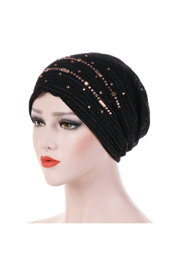 Women's Turban Hat – Soft Chemo Beanie for Cancer Patients & Fashion Headwear,Black,One Size,Dailypoc