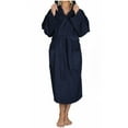 thumbnail image 1 of Women's Turkish Cotton Hooded Bathrobe Navy L/XL, 1 of 5