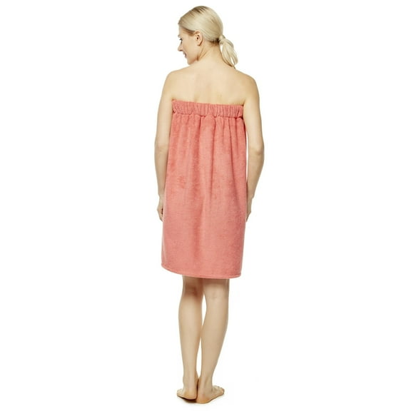 Women's Turkish Terry Cotton Bath and Shower Towel Wrap Coral Petite/Small