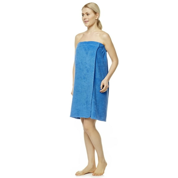 Women's Turkish Terry Cotton Bath and Shower Towel Wrap Royal Blue Small/Medium