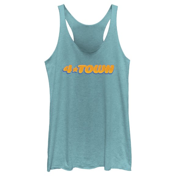 Women's Turning Red 4*Town Band Logo Racerback Tank Top Tahiti Blue Medium