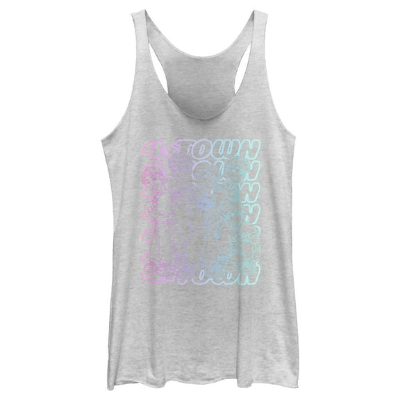 Women's Turning Red 4*Town Neon Stack  Racerback Tank Top White Heather Medium