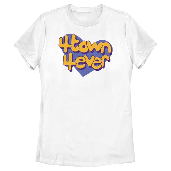 Women's Turning Red 4Town 4Eva Heart Graphic Tee White 2X Large