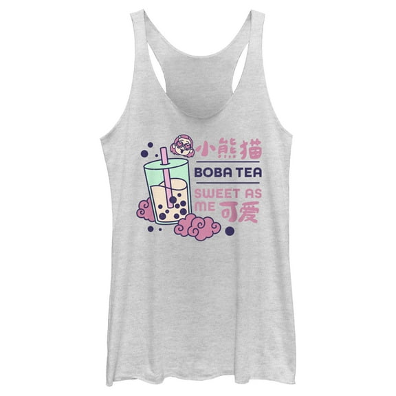 Women's Turning Red Boba Tea Sweet as Me Racerback Tank Top White Heather X Large