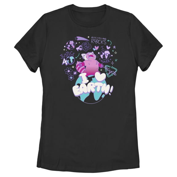 Women's Turning Red Justice 4 Earth  Graphic Tee Black Small