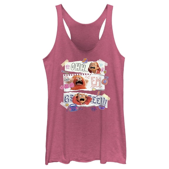 Women's Turning Red Ohh Em Gee Paper Notes Racerback Tank Top Pink Heather Medium