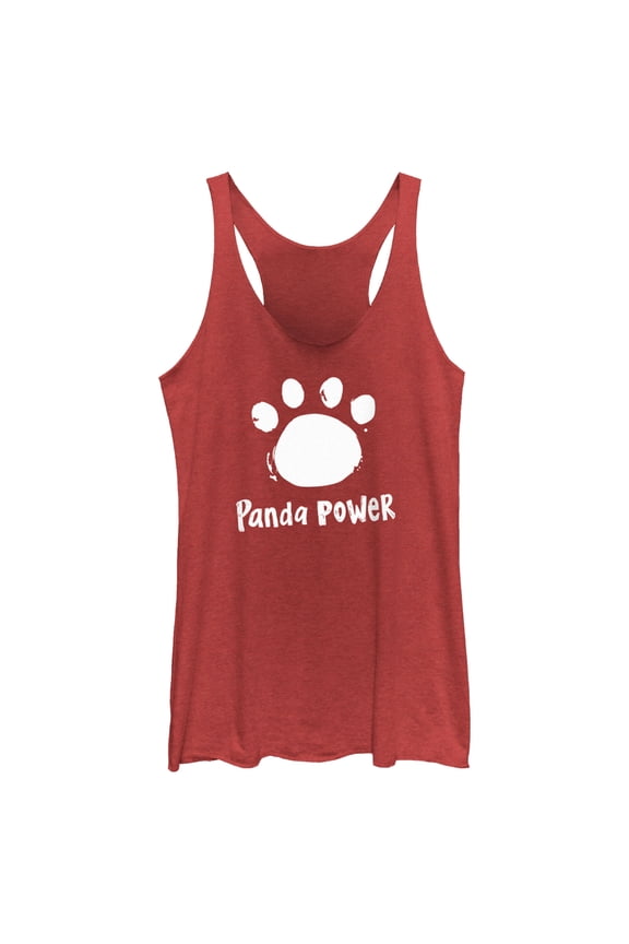 Women's Turning Red Panda Power Paw Print  Racerback Tank Top Red Heather Medium