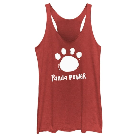 Women's Turning Red Panda Power Paw Print Racerback Tank Top Red Heather X Small