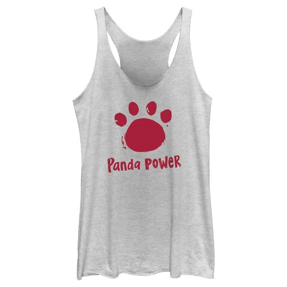Women's Turning Red Panda Power Paw Print Racerback Tank Top White Heather 2X Large
