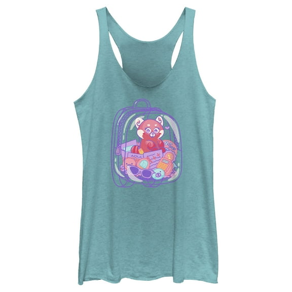 Women's Turning Red Red Panda Backpack Mei Lee Racerback Tank Top Tahiti Blue Large