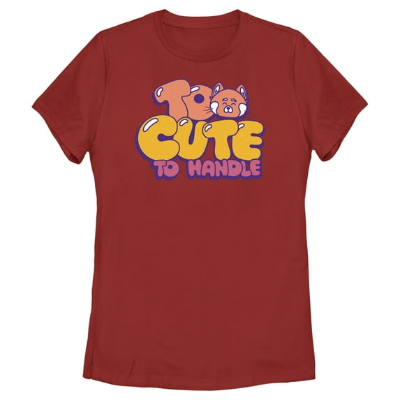 Women's Turning Red Too Cute To Handle Graphic Tee Red Small