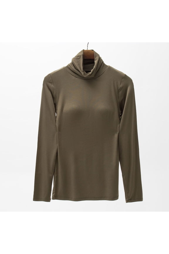 Women's Turtle Neck Modal Tops Padded Long Sleeve Shirts Lightweight Slim Fit Blouses for Women Dressy Casual Workout Tunics Running Sports Shirt Base Layer Homewear Fall Outfits(Blackish Green,2XL)