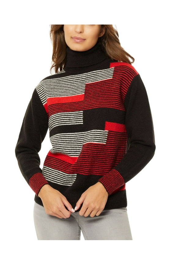 Women's Turtle Neck Sweater Rouge Combo Medium