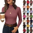 thumbnail image 1 of Women's Turtleneck Base Layer Long Sleeve Ribbed Knit, Slim Fit Thermal Winter Undershirt Pink S, 1 of 6