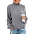 thumbnail image 1 of Women's Turtleneck Batwing Sleeve Loose Oversized Chunky Knitted Pullover Sweater Jumper Tops, 1 of 5