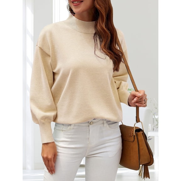 Women's Turtleneck Batwing Sleeve Loose Oversized Chunky Knitted Pullover Sweater Jumper Tops