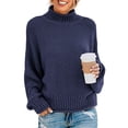 thumbnail image 1 of Women's Turtleneck Batwing Sleeve Loose Oversized Chunky Knitted Pullover Sweater Jumper Tops, 1 of 3