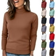 thumbnail image 1 of Women's Turtleneck Chunky Sweater Long Sleeve Casual Knit Pullover, Fall Winter Jumper Top Yellow M, 1 of 5