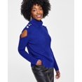 thumbnail image 1 of Women's Turtleneck Cold-Shoulder Sweater  Sapphire Crush L, 1 of 1