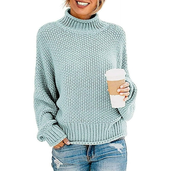 Women’s Turtleneck Knit Sweater Long Sleeve Soft Classic Fit Pullover Tops,M