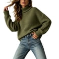 thumbnail image 1 of Women's Turtleneck Knit Sweaters Long Sleeve Pullover Tops, Casual Relaxed Fit Textured Sweater Shirts for Daily Wear, 1 of 5