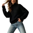 thumbnail image 1 of Women's Turtleneck Knit Sweaters Long Sleeve Pullover Tops, Casual Relaxed Fit Textured Sweater Shirts for Daily Wear, 1 of 3