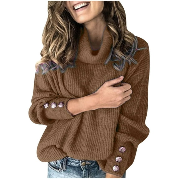 Women's Turtleneck Long Sleeve Cable Knit Sweaters Soft Comfy Relaxed Fit Jumper Tops Trendy 2024 Sweater Pullover