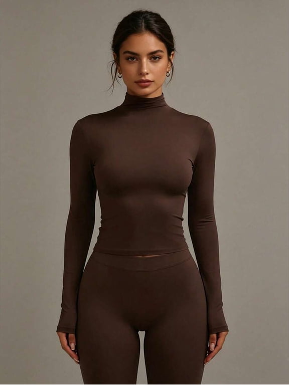 Women's Turtleneck Long Sleeve Fitted Top