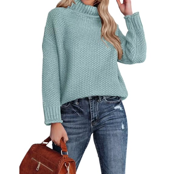 Women's Turtleneck Long Sleeve Loose Fit Sweater