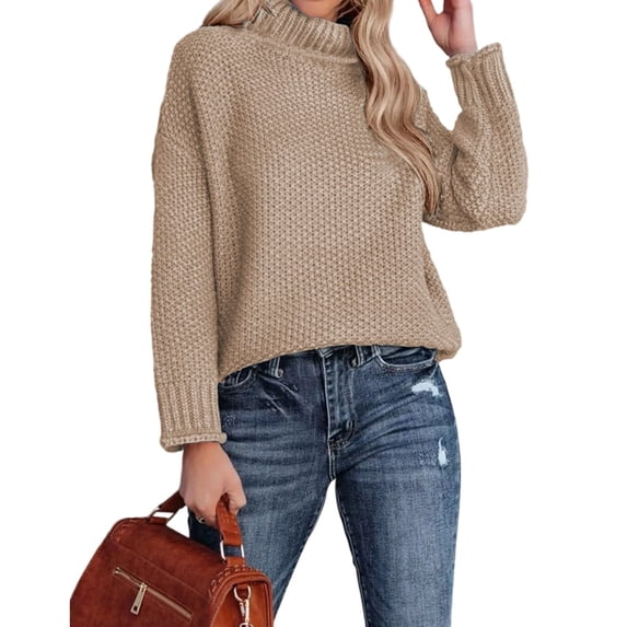 Women's Turtleneck Long Sleeve Loose Fit Sweater