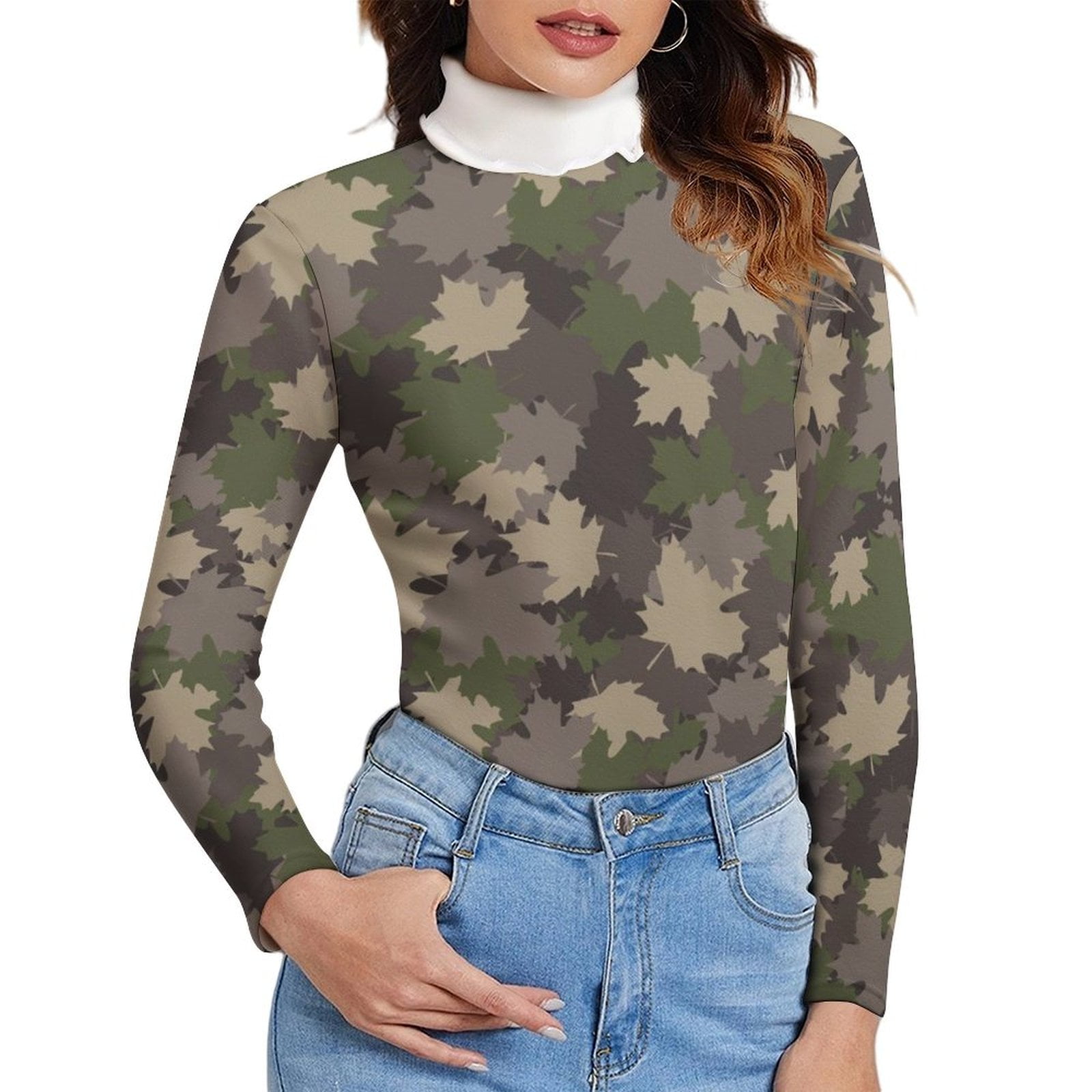 women's camo thermal top