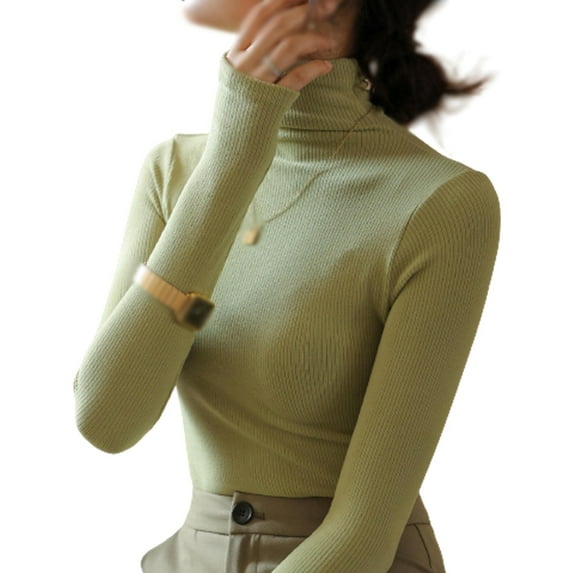 Women's Turtleneck Long Sleeve Shirts Slim Fitted Casual Pullovers Underscrubs Layer Tee Tops