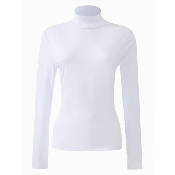 Women's Turtleneck Long Sleeve Shirts Slim Fitted Lightweight Base Layer Casual Tops